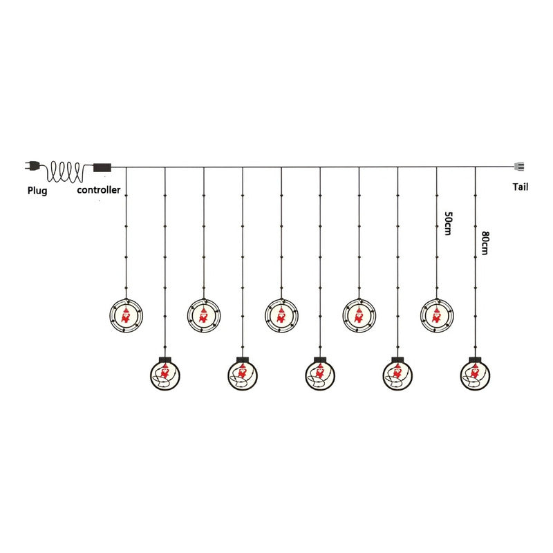 Luces Esferas Navideñas Luces Navidad Cascada Aros Bolas 3m Blanco