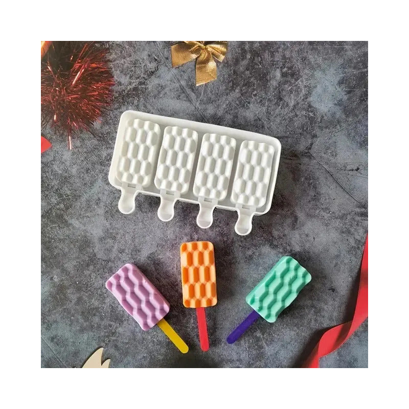 X4 Moldes De Silicona Reposteria Molde Helados Ladrillo Blanco