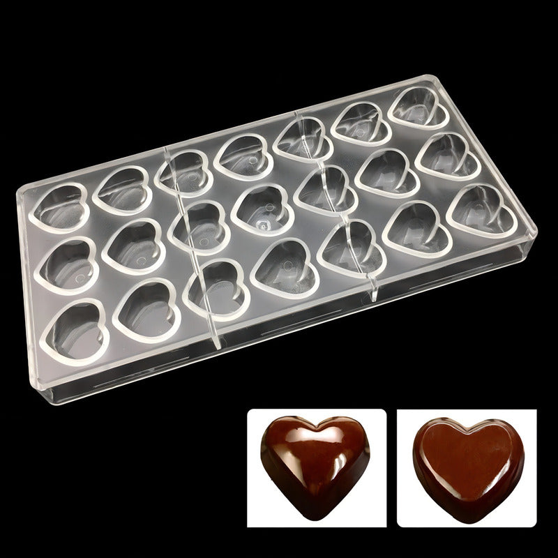 Pack X2 Molde Chocolate Molde De Chocolate Acrilico Corazón Color Transparente