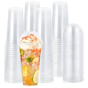 50 Vasos Desechables Vaso C/tapa Domo Sin Oyo 22oz/650ml