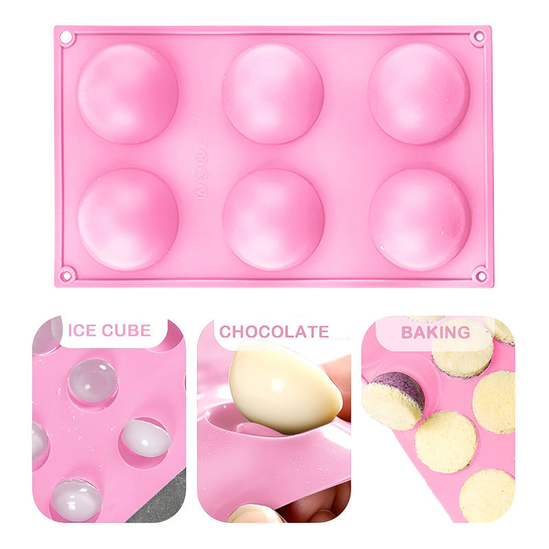 Set X4 Molde Silicona Reposteria Molde De Silicona Esfera Multicolor / Molde Semi Esfera 6cav