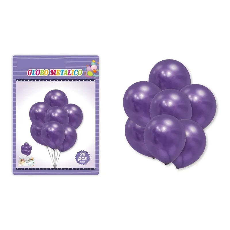 25 Set De Cumpleaños Globos Cumpleaños Globo Metalizado 0016 Color Violeta 0016