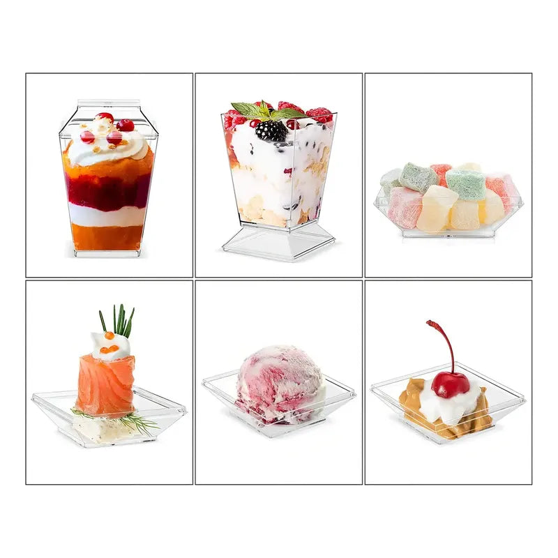 20 Vasos Para Postres Set De Vasos Shot Postres Con Tapa Vasos Para Postres Con Tapa Vasos Plasticos Reutilizables Vasos... Transparente