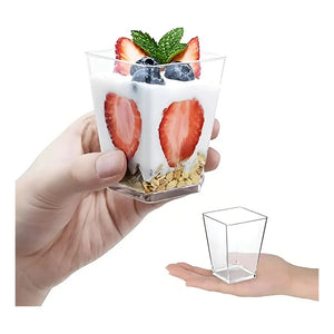 10 Vasos Para Postres Set De Vasos Shot Postres Con Tapa Vasos Para Postres Con Tapa Vasos Plasticos Reutilizables Vasos... Transparente
