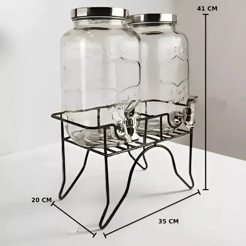 Dispensador De Bebidas Dispensadores De Jugo Con Atril 111287 3.5l Jarros De Vidrio Doble Dispensador De Bebidas Con Atril Doble Jarro Jarra Doble Jugo Doble Sobremesa Portatil Pasteleriuscl