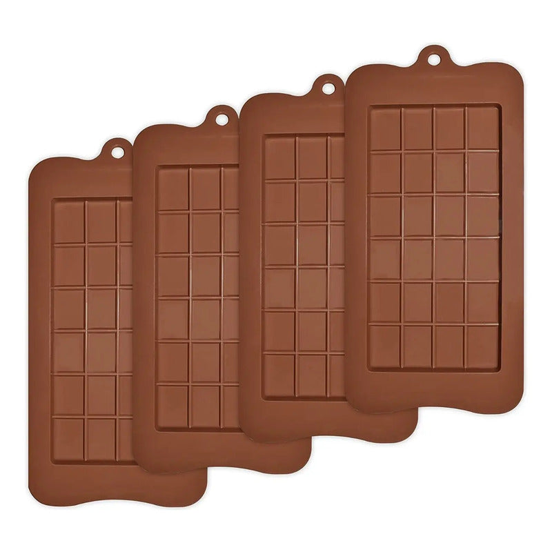 Pack 4 Moldes De Chocolate Molde Barra De Chocolate Silicona Bordó