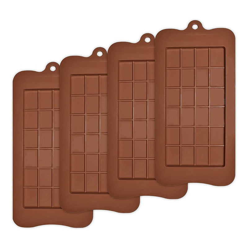 Pack 4 Moldes De Chocolate Molde Barra De Chocolate Silicona Marrón