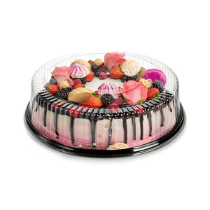 X50 Soporte Torta Porta Cupcake Bases Para Tortas 25x13cm Cúpula Transparente De Plástico Cajas Envases Almacenamiento Y... Negro
