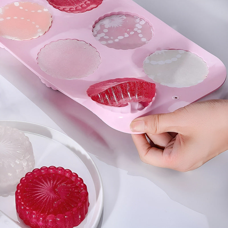 Set X2 Moldes Reposteria Molde Queque Molde Silicona Flor 6c Multicolor