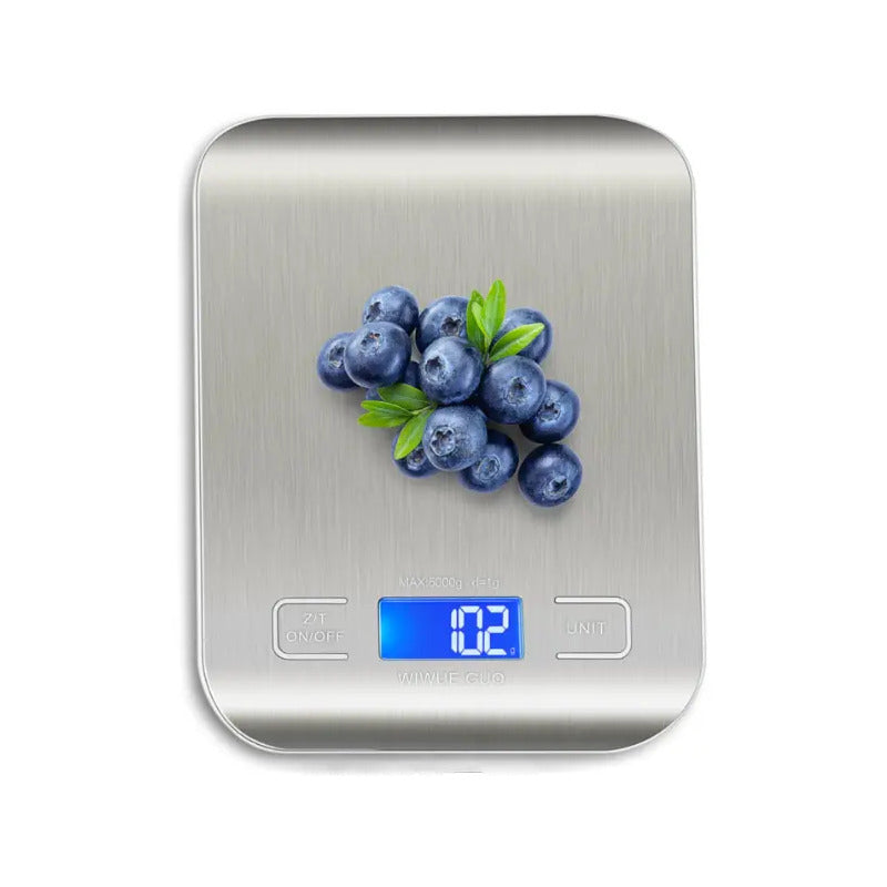 Balanza Pesa Digital Cocina Gramera Acero Inoxidable 10 Kilo Capacidad Máxima 5000 G Color Plateado 10kg 5 Kg