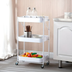 Carro De Almacenamiento Con Ruedas Carrito Multiusos 3niv Blanco