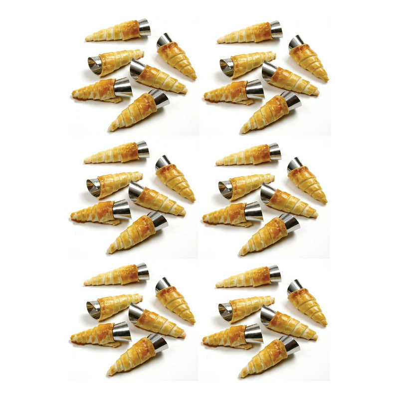 Pack X36 Cono Molde Para Cannoli Cachito Croissant Pan Danes Gris