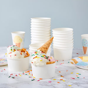 50 Vasos Polipapel Helado Vasos Desechables Pote Helado 4oz