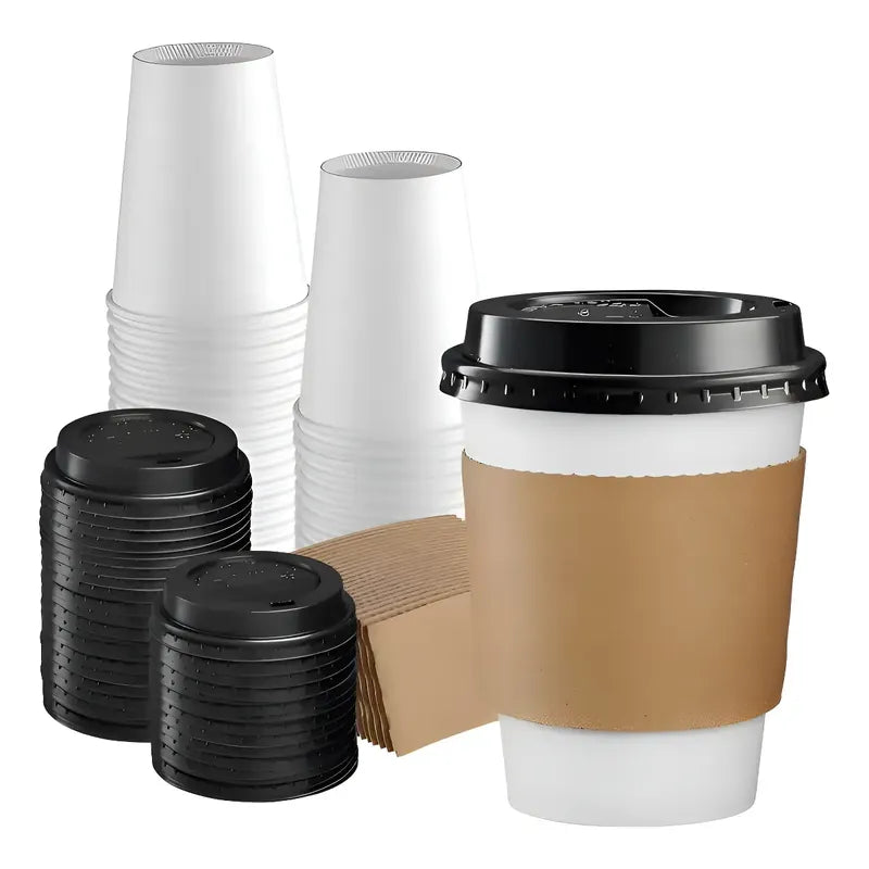 Vaso Cafe Kraft Vasos Polipapel Con Tapa Manga 8oz 50und Para Postre Coffe Desechable Termico Polipapel Vaso Con Tapa Kraft Vaso De Café Polipapel Vaso Desechable Polipapel Pasteleriuscl Blanco