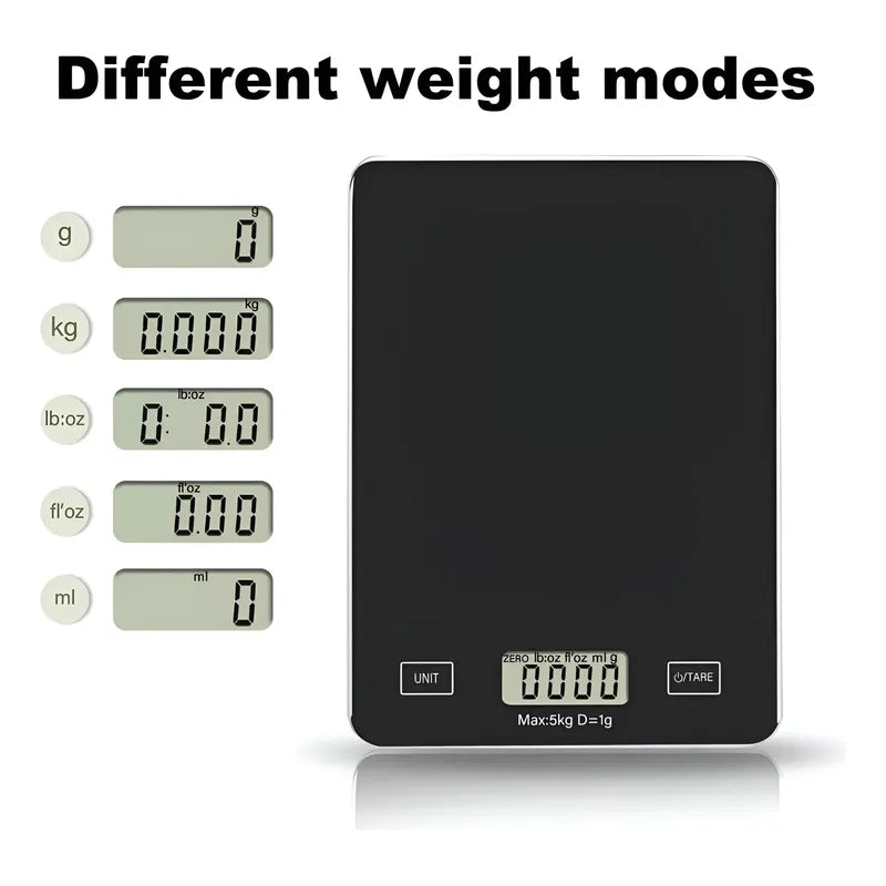 Gramera Digital Pesa Gramera Cocina Pesa Alimentos 5kg/0.01g Negro 5 Kg
