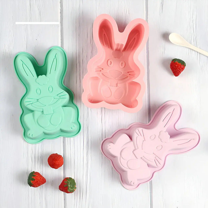Set 2 Molde Conejo De Pascua Molde Silicona Molde Chocolate Molde De Silicona Para Pastel De Conejo De Pascua Decoración De Pasteles De Conejo Molde De Conejo Grande 3d Pasteleriuscl Blanco
