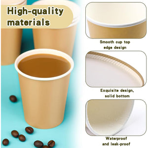 50 Vasos Para Cafe Vaso Kraft Vaso Polipapel Liso C/tapa 8oz