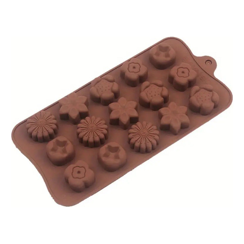 Moldes De Chocolate Moldes Chocolate Silicona 5 Flores N1 - Marrón 607