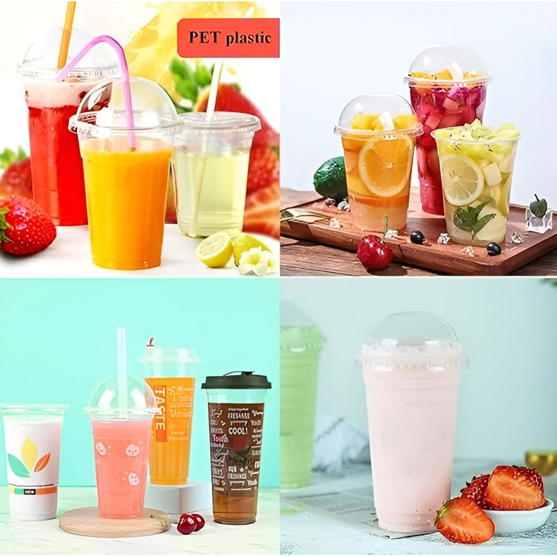 200 Vaso Desechable Plastico Vaso Con Tapa Domo Con Hoyo 16z Trasparente