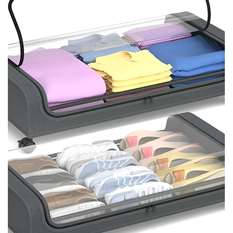 Caja Organizadora Grande Cajas Almacenamiento Cajones 80cm Gris Oscuro Caja Organizadora Grande Con Ruedas