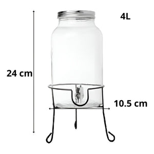 Jarro De Vidrio Dispensador De Bebidas Con Atril Jarros 4l
