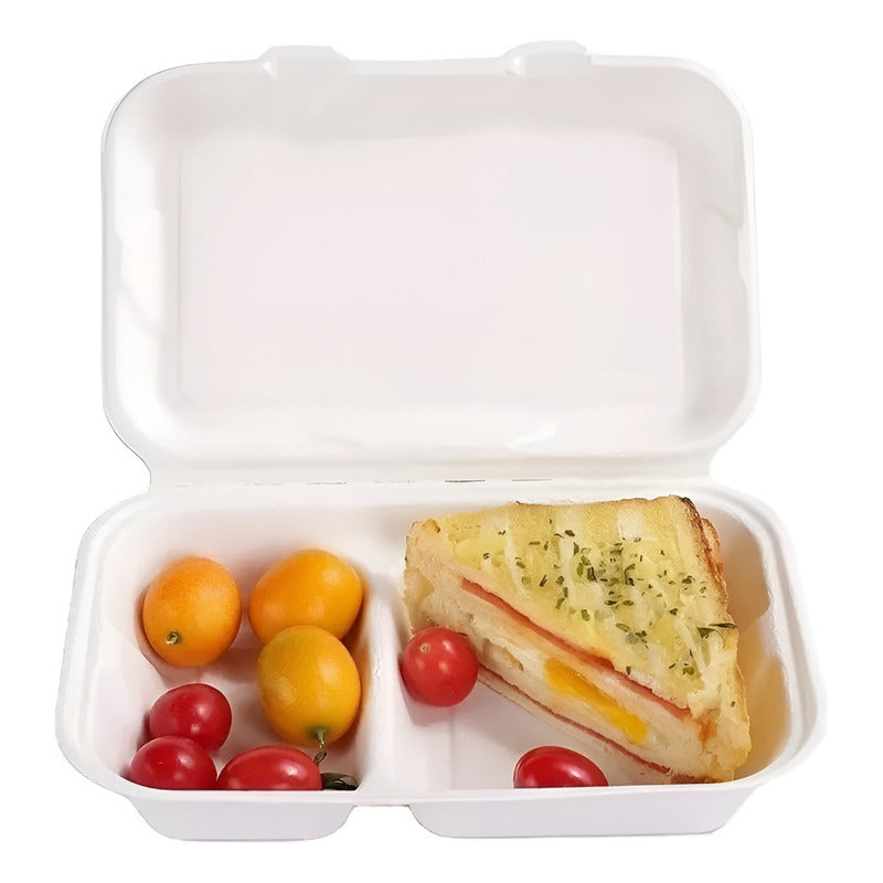 25 Bandeja Plumavit Bandeja Rectangular C/ Division Bandejas Blanco/ Envase Plumavit Con Division 296