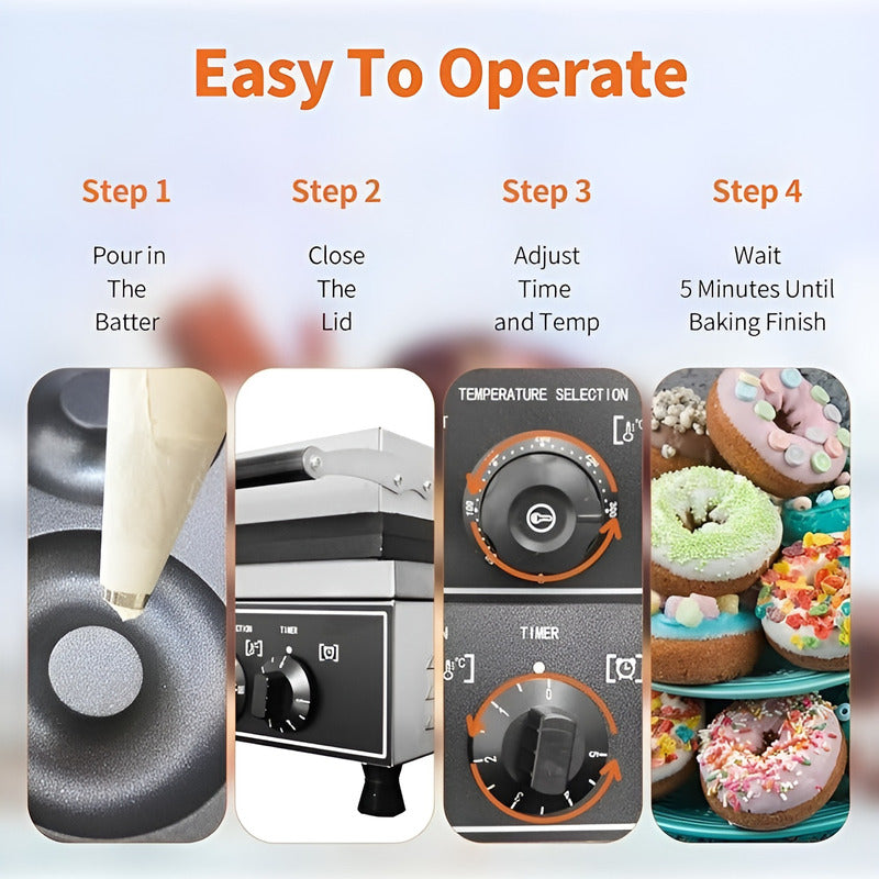 Maquina Mini Donuts Maquina De Donuts Maquina 6 Donas 1550w Plateado