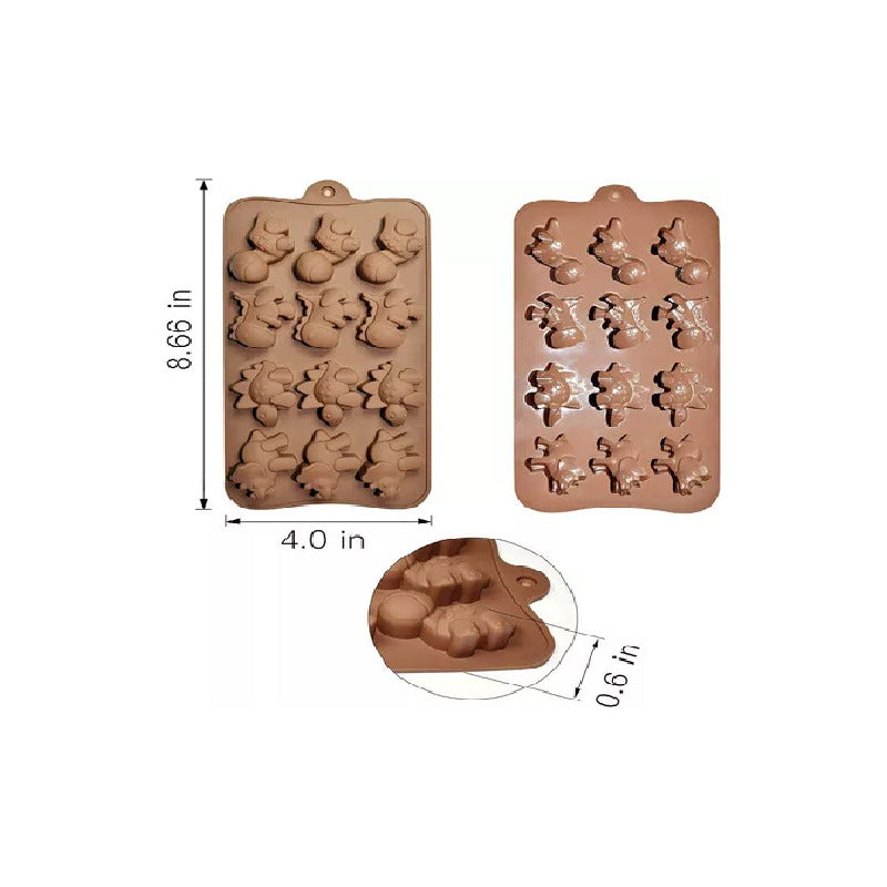 Pack X3 Moldes De Dinosaurios Para Chocolate Repostería Color Marrón Pastelería Cl