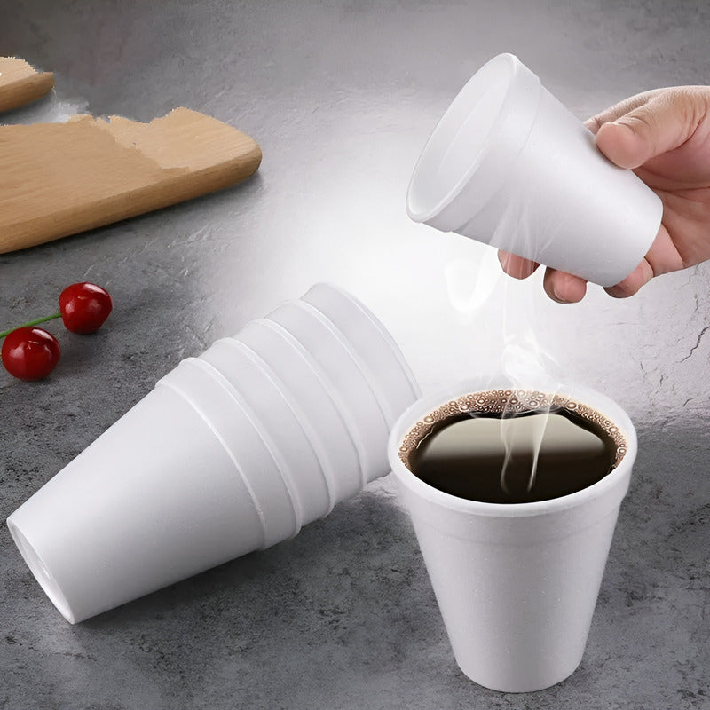 X100 Vasos Desechables Vasos Plumavit Termico Vaso 6oz/177ml Blanco