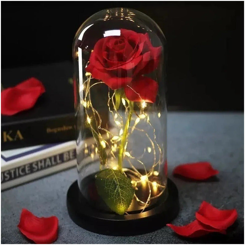 Rosa Eterna Rosas Eternas Rosa Preservada Led San Valentin Rojo Rosa Roja De Madera- Led