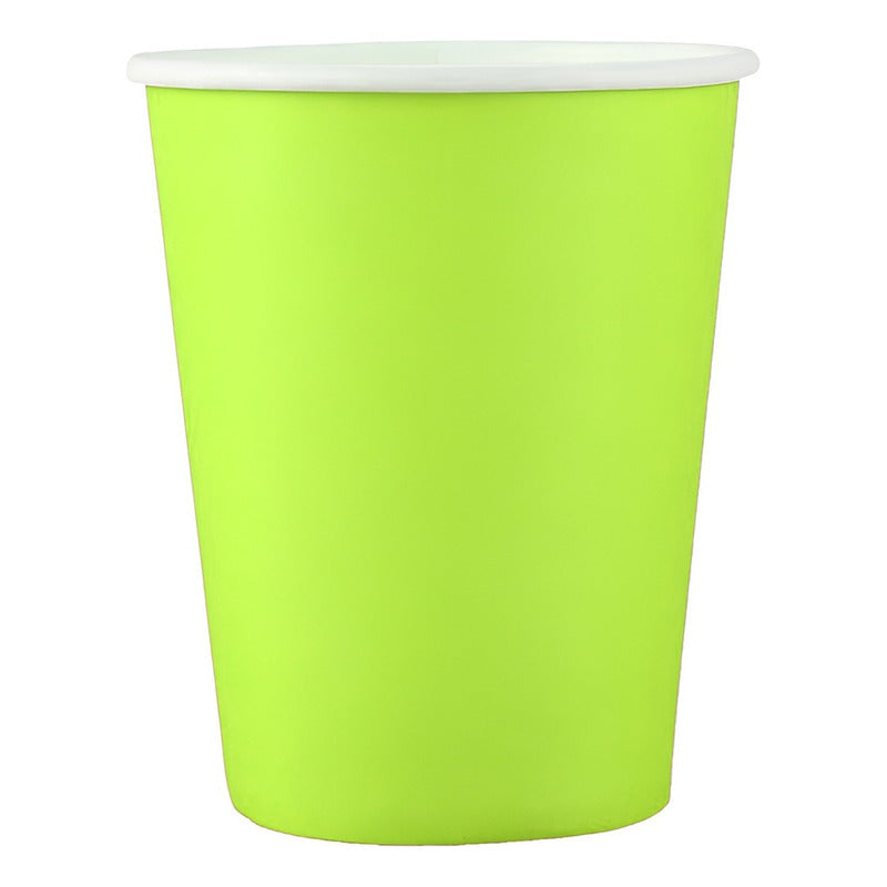 Pack X10 Vasos Desechables Vasos De Cumpleaños Verde 250ml Verde Manzana 1651