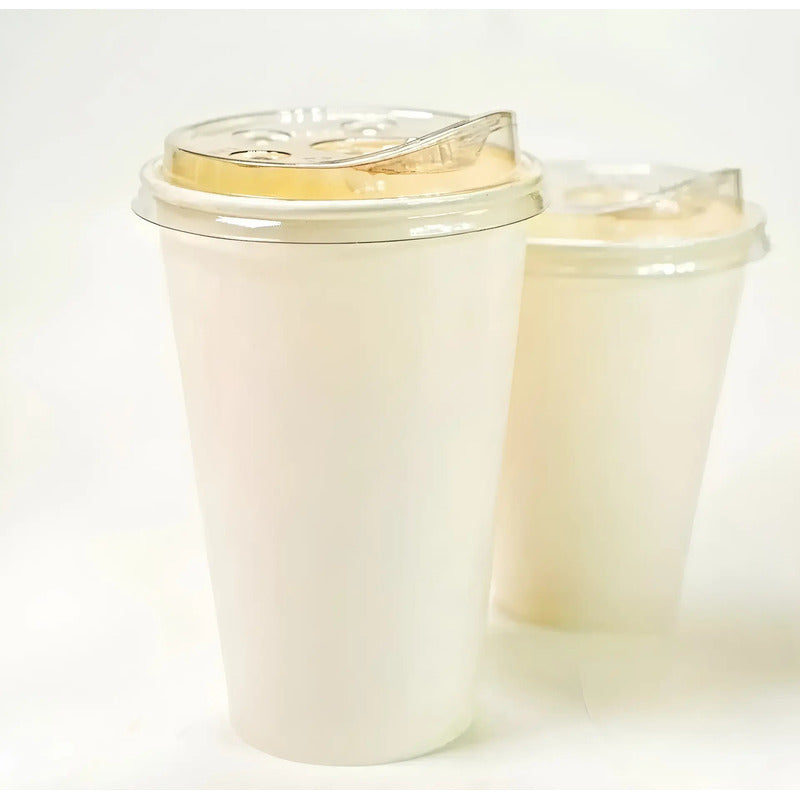 50 Vasos Polipapel Vasos Plasticos Desechables C/tapa 20 Oz Blanco