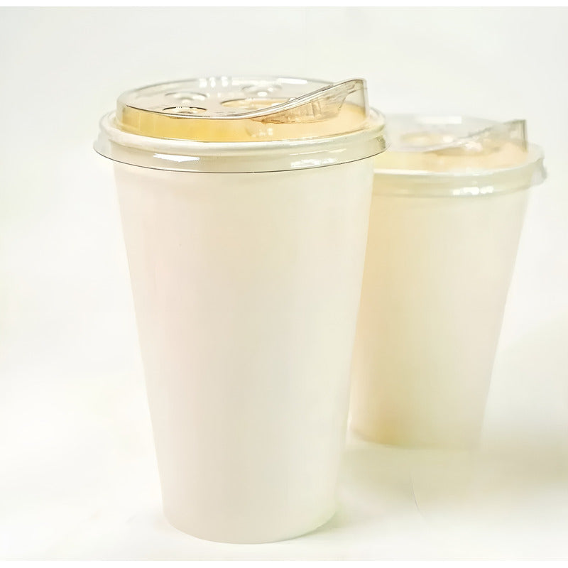 50 Vasos Polipapel Vasos Plasticos Desechables C/tapa 20 Oz Blanco
