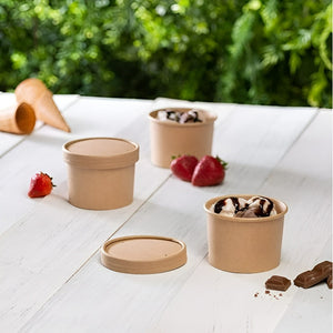 X100 Potes Contenedor De Alimentos Pote Kraft C/tapa 12oz