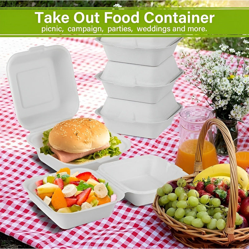 Set X50 Envases De Plumavit Para Comida Envase Hamburguesas Blanco