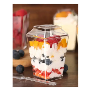 50 Vasos Para Postres Set De Vasos Shot Postres Con Tapa Vasos Para Postres Con Tapa Vasos Plasticos Reutilizables Vasos... Transparente