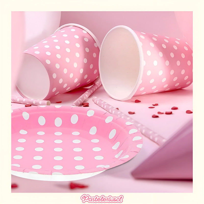 Vasos Desechables Platos De Papel Suministros Fiestas 18cm Rosa Claro