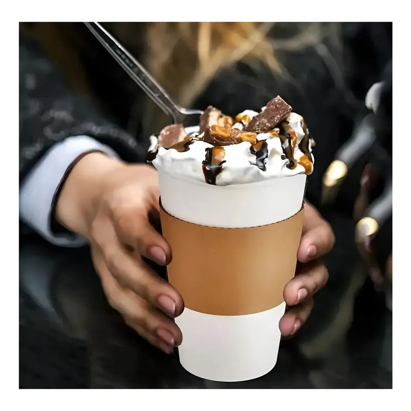 Vaso Cafe Polipapel Impreso Vaso Con Tapa Y Manga 100und 16oz Vasos Desechables Café Foodtruck Vaso Desechable Térmico Polipapel Con Tapa Manga Vasos Desechables Para Cafeterías Pasteleriuscl Blanco