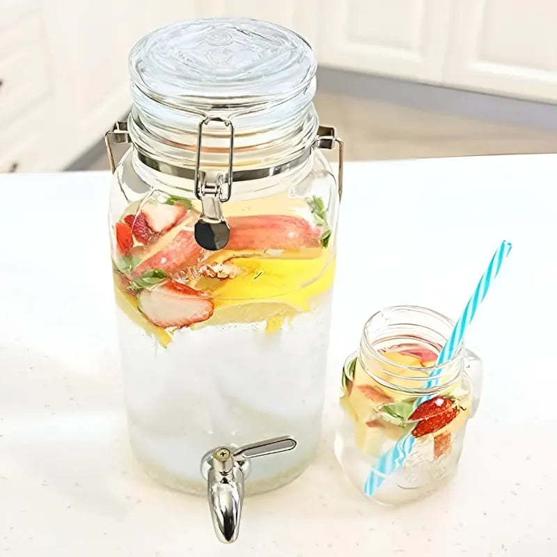 Dispensador De Bebidas Jarro De Vidrio Para Jugos Jarra 3.8l Dispensador Portátil Con Grifo Dispensador De Barril... Transparentes