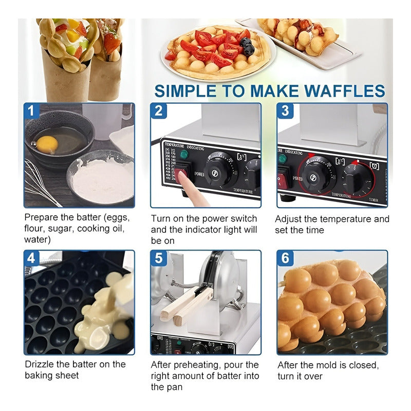 Waflera Doble Wuafleras Wafleras Con Formas Waffles Burbuja Gris / Wafflera Doble Burbuja