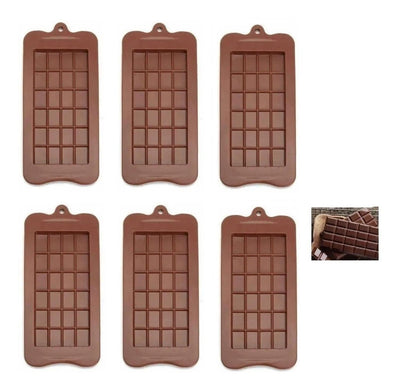 6 Moldes De Silicona Barra Chocolate