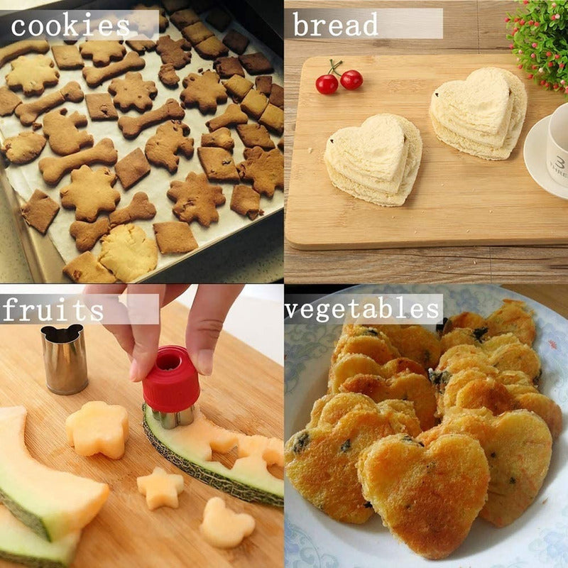 12 Moldes De Galleta Cortador Galletas Moldes Galletas 5867 Gris Flor, Circulo, Estrella, Corazon 5867