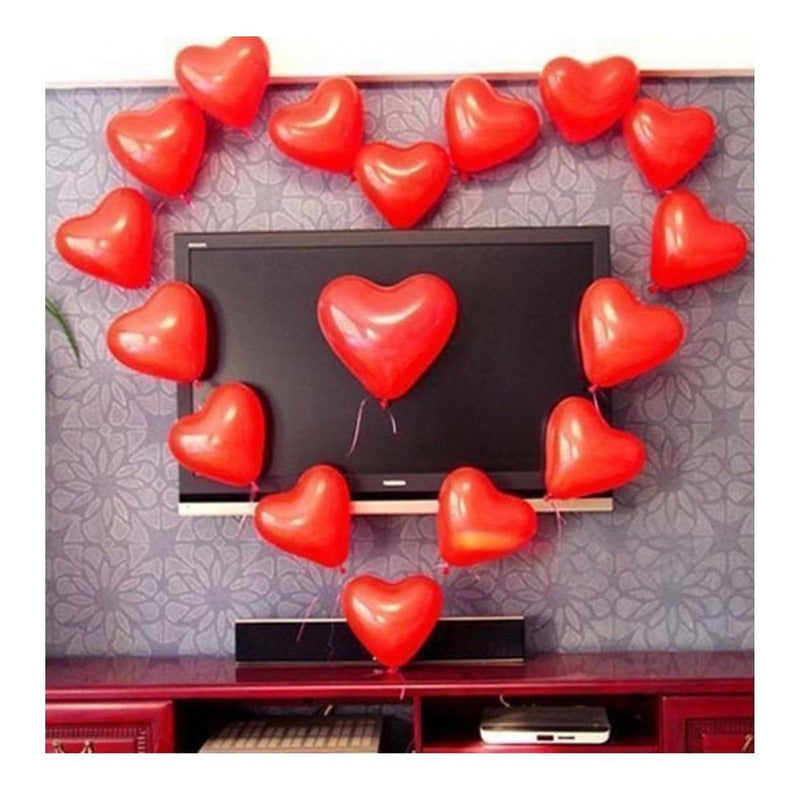 Pack 25 Globos De Corazon Globos De San Valentin Globo Rojo