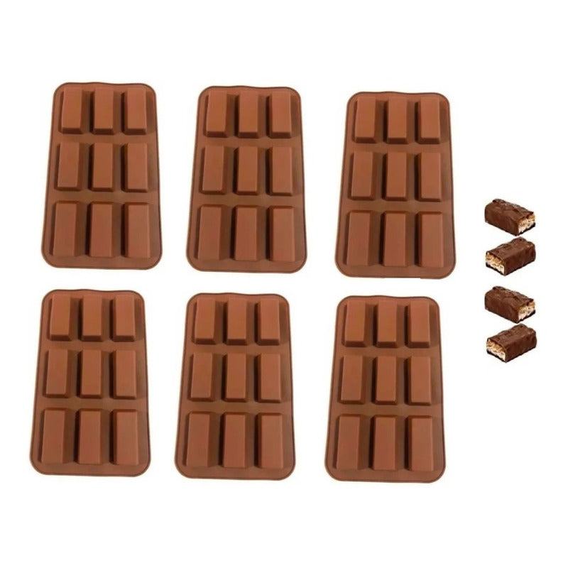 6 Moldes Silicona  Chocolate Molde De Silicona Barra Cereal