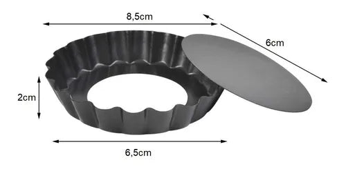 Pack X6 Moldes Tartaleta Desmontable Tarta Individual 8,5cm