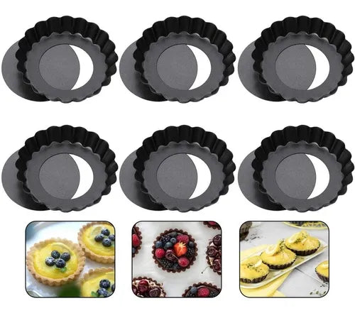 Pack X6 Moldes Tartaleta Desmontable Tarta Individual 8,5cm