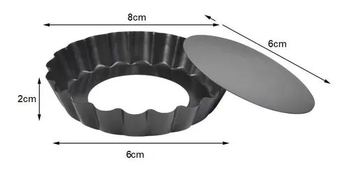 Pack X12 Moldes Tartaleta Desmontable Tarta Individual 8cm