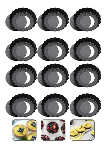 Pack X12 Moldes Tartaleta Desmontable Tarta Individual 8cm
