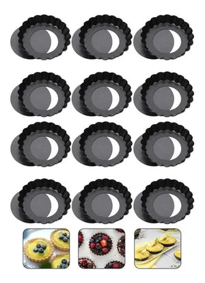 Pack X12 Moldes Tartaleta Desmontable Tarta Individual 8cm